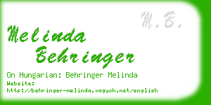 melinda behringer business card